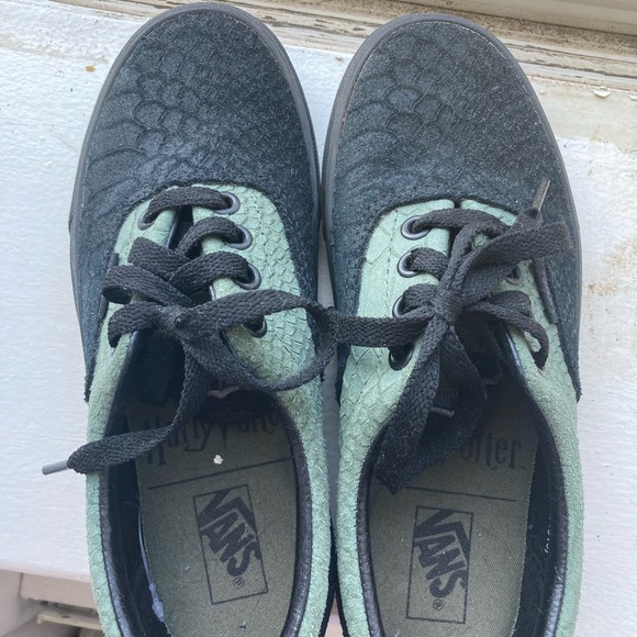 Slytherin vans. Almost new - Worn only once, cleaning out my closet - Picture 1 of 5